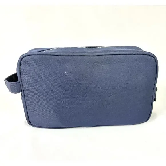 Authentic Prada Amber Homme Toiletry Travel Bag For Men Navy Blue Double Zipper